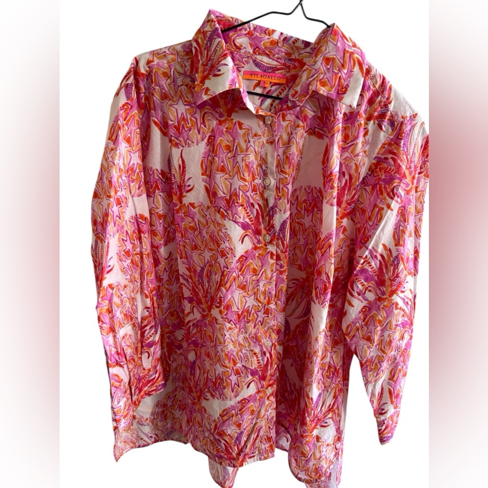 Vilagallo Multicolor Abstract Pinapple & stars top